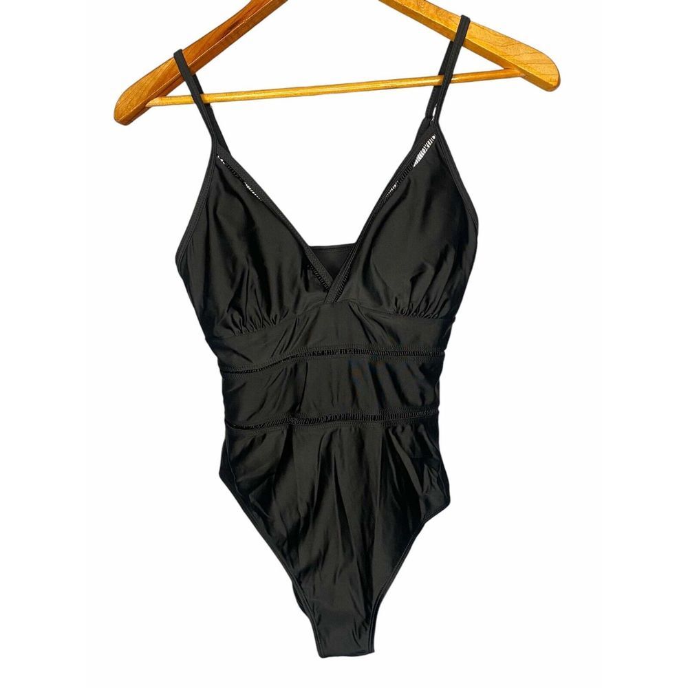 NWOT Unbranded Boutique black one piece women's swimsuit size small‎ cutouts